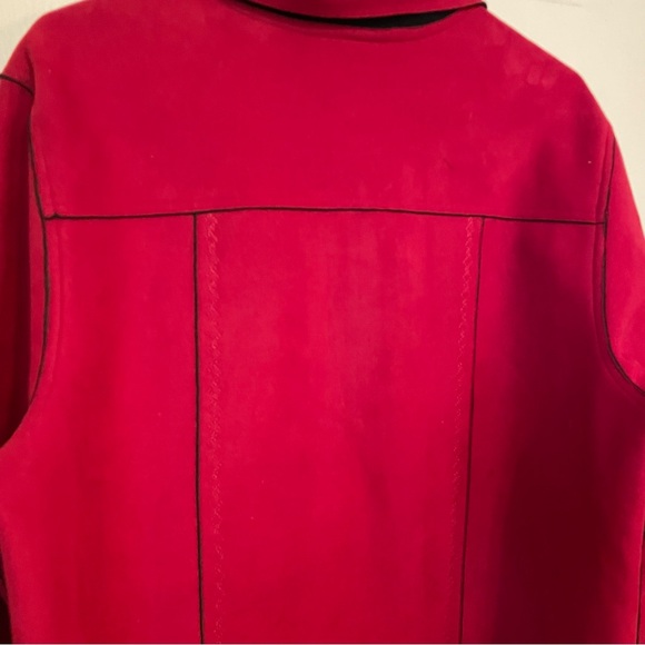 Alfred Dunner Jacket Red Faux Suede Women’s Size 14 Long Sleeve Pockets Coat - Picture 6 of 11
